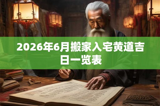 2026年6月搬家入宅黄道吉日一览表