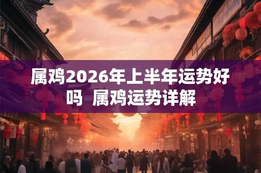 属鸡2026年上半年运势好吗  属鸡运势详解