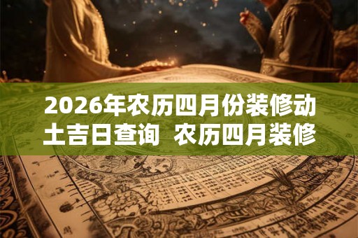2026年农历四月份装修动土吉日查询  农历四月装修动土一览表