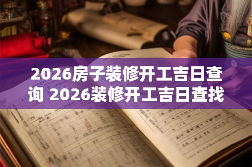 2026房子装修开工吉日查询 2026装修开工吉日查找