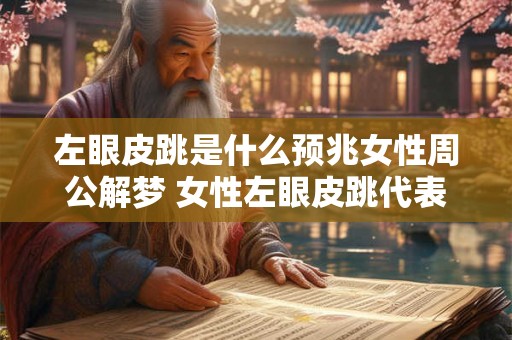 左眼皮跳是什么预兆女性周公解梦 女性左眼皮跳代表什么