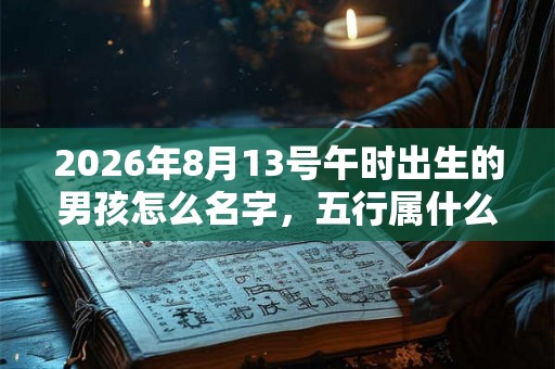 2026年8月13号午时出生的男孩怎么名字，五行属什么呢