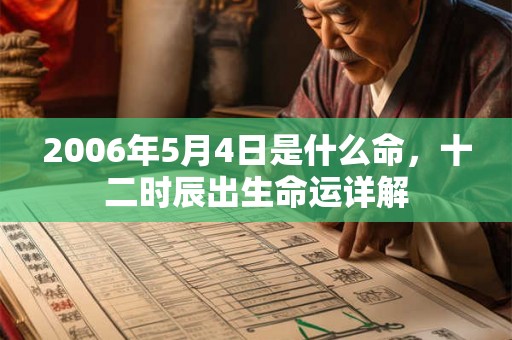 2006年5月4日是什么命，十二时辰出生命运详解