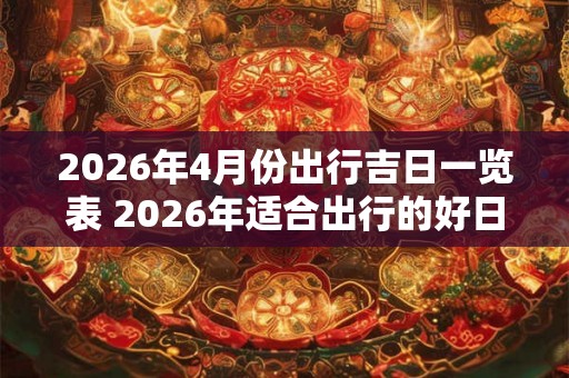2026年4月份出行吉日一览表 2026年适合出行的好日子
