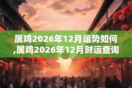 属鸡2026年12月运势如何,属鸡2026年12月财运查询