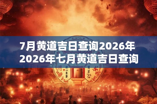 7月黄道吉日查询2026年 2026年七月黄道吉日查询