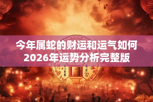今年属蛇的财运和运气如何2026年运势分析完整版