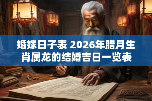 婚嫁日子表 2026年腊月生肖属龙的结婚吉日一览表