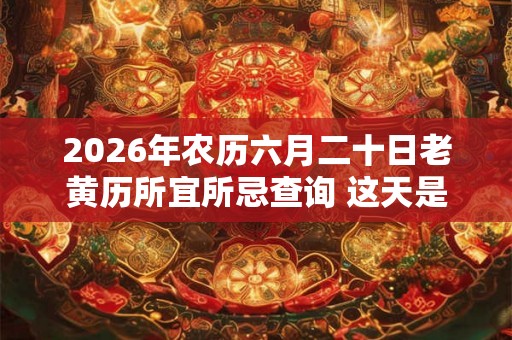 2026年农历六月二十日老黄历所宜所忌查询 这天是吉日吗 2026年农历六月二十日老黄历所宜所忌查询 这天是吉日吗