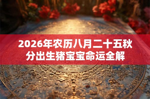 2026年农历八月二十五秋分出生猪宝宝命运全解
