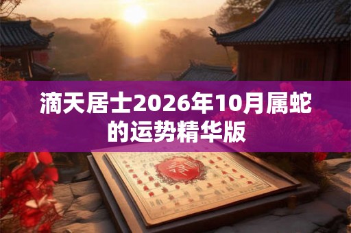滴天居士2026年10月属蛇的运势精华版