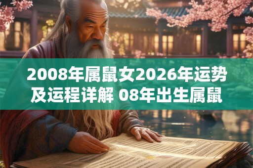 2008年属鼠女2026年运势及运程详解 08年出生属鼠人2026全年每月运势女性