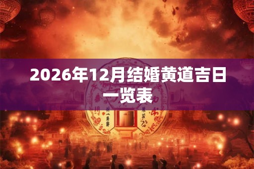 2026年12月结婚黄道吉日一览表