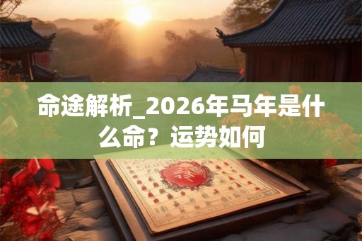 命途解析_2026年马年是什么命？运势如何