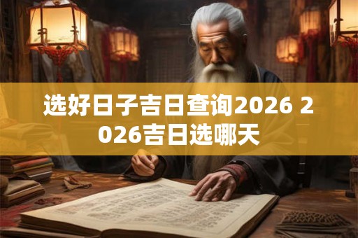 选好日子吉日查询2026 2026吉日选哪天