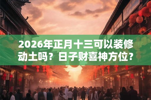 2026年正月十三可以装修动土吗？日子财喜神方位？