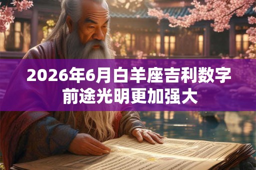 2026年6月白羊座吉利数字 前途光明更加强大