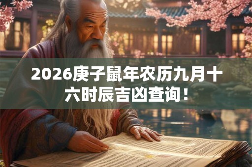 2026庚子鼠年农历九月十六时辰吉凶查询！