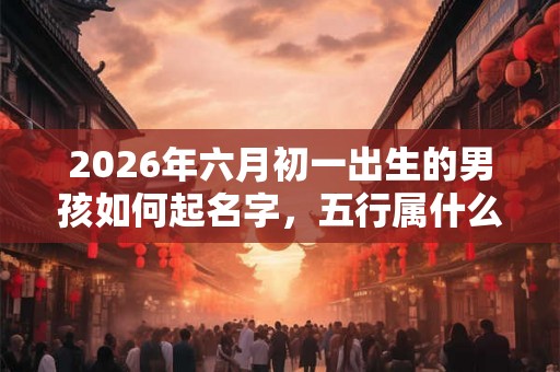 2026年六月初一出生的男孩如何起名字，五行属什么