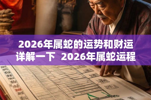 2026年属蛇的运势和财运详解一下  2026年属蛇运程