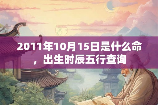 2011年10月15日是什么命，出生时辰五行查询