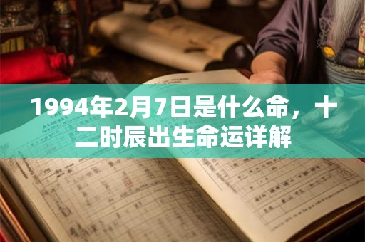 1994年2月7日是什么命，十二时辰出生命运详解