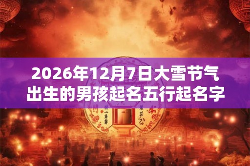 2026年12月7日大雪节气出生的男孩起名五行起名字典