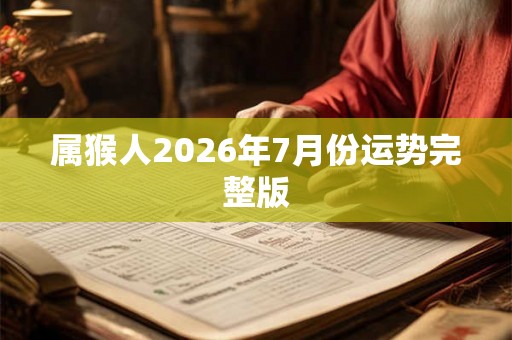 属猴人2026年7月份运势完整版