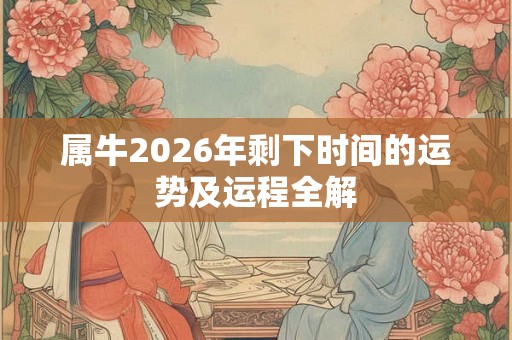 属牛2026年剩下时间的运势及运程全解