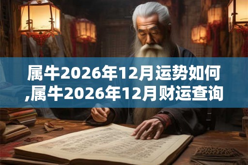 属牛2026年12月运势如何,属牛2026年12月财运查询