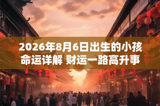 2026年8月6日出生的小孩命运详解 财运一路高升事业平稳