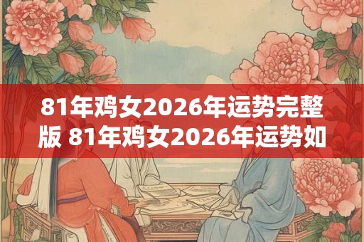 81年鸡女2026年运势完整版 81年鸡女2026年运势如何 81年鸡女2026年运势完整版 81年鸡女2026年运势如何
