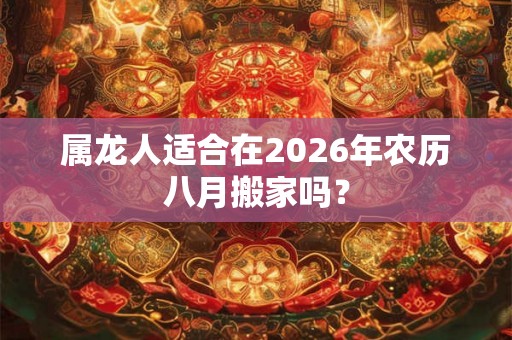 属龙人适合在2026年农历八月搬家吗？