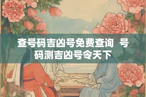 查号码吉凶号免费查询  号码测吉凶号令天下