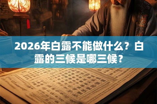2026年白露不能做什么？白露的三候是哪三候？