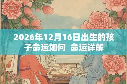 2026年12月16日出生的孩子命运如何  命运详解