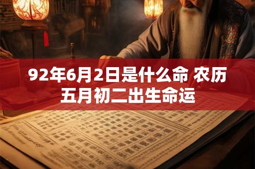 92年6月2日是什么命 农历五月初二出生命运