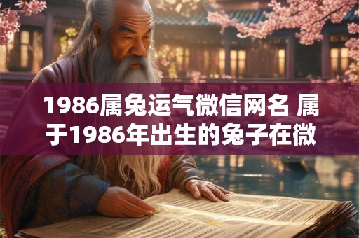 1986属兔运气微信网名 属于1986年出生的兔子在微信名中究竟该选取什么样的运势名称
