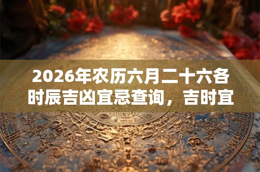 2026年农历六月二十六各时辰吉凶宜忌查询，吉时宜忌一览