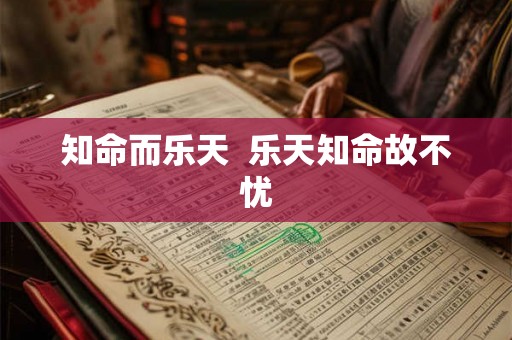知命而乐天  乐天知命故不忧