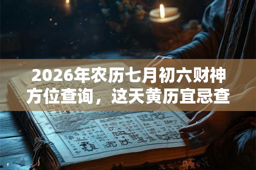 2026年农历七月初六财神方位查询，这天黄历宜忌查询