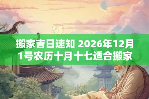 搬家吉日速知 2026年12月1号农历十月十七适合搬家事宜吗