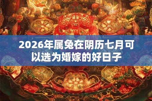 2026年属兔在阴历七月可以选为婚嫁的好日子