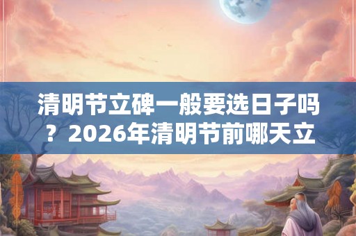 清明节立碑一般要选日子吗？2026年清明节前哪天立碑好？
