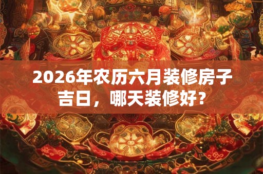 2026年农历六月装修房子吉日，哪天装修好？