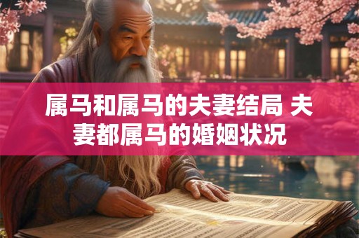 属马和属马的夫妻结局 夫妻都属马的婚姻状况