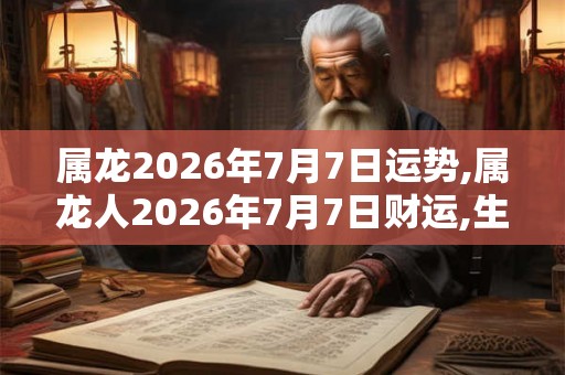 属龙2026年7月7日运势,属龙人2026年7月7日财运,生肖龙2026年7月7日运势