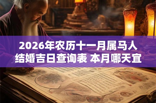 2026年农历十一月属马人结婚吉日查询表 本月哪天宜出嫁 2026年农历十一月属马人结婚吉日查询表 本月哪天宜出嫁