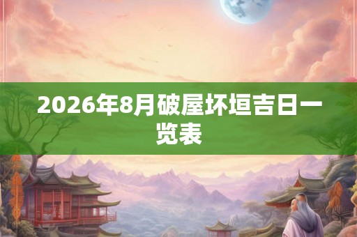 2026年8月破屋坏垣吉日一览表 2026年8月破屋坏垣吉日一览表