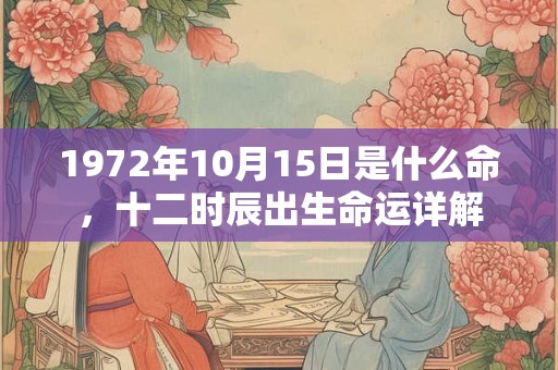 1972年10月15日是什么命,十二时辰出生命运详解 1972年10月15日是什么命,十二时辰出生命运详解